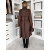 Tmavo hnedý elegantný semišový midi kabát AERISCA
