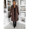 Tmavo hnedý elegantný semišový midi kabát AERISCA