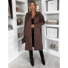 Tmavo hnedý elegantný semišový midi kabát AERISCA