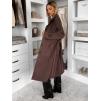 Tmavo hnedý elegantný semišový midi kabát AERISCA