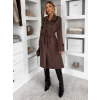 Tmavo hnedý elegantný semišový midi kabát AERISCA