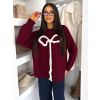 Vínový oversize svetr NYRISE s mašlí (Veľkosť ONESIZE)