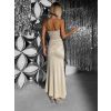 Béžové dlouhé společenské flitrované šaty MIRETTE (Veľkosť ONESIZE)