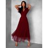 Bordó tylové dlouhé společenské šaty VOLYADA (Veľkosť ONESIZE)