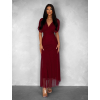 Bordó tylové dlhé spoločenské šaty VOLYADA