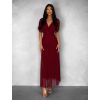 Bordó tylové dlouhé společenské šaty VOLYADA (Veľkosť ONESIZE)
