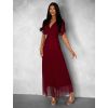 Bordó tylové dlouhé společenské šaty VOLYADA (Veľkosť ONESIZE)