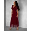 Bordó tylové dlouhé společenské šaty VOLYADA (Veľkosť ONESIZE)