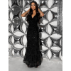 Čierne spoločenské dlhé šaty HENTARI s flitrami