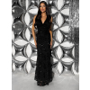 Čierne spoločenské dlhé šaty HENTARI s flitrami