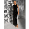 Černé třpytivé dlouhé společenské šaty VAIRALE (Veľkosť ONESIZE)