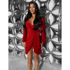 Červené flitrované kokteilové zavinovacie šaty ARDELE