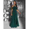 Smaragdové dlhé viazacie variabilné spoločenské šaty CUPAUCA