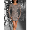 Šedé trblietavé koktailové šaty OLIVEXY s flitrami