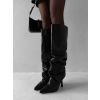 Černé koženkové vysoké kozačky AVEXOR (Veľkosť 36)
