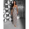 Šedostříbrné společenské třpytivé dlouhé šaty KAILINA (Veľkosť ONESIZE)