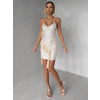 Béžové krátke flitrované mini šaty GLARE