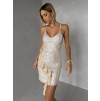 Béžové krátke flitrované mini šaty GLARE