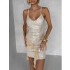 Béžové krátké flitrované mini šaty GLARE (Veľkosť ONESIZE)