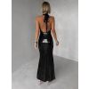 Černé flitrované dlouhé společenské šaty MIDNIGHT (Veľkosť ONESIZE)