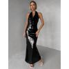 Černé flitrované dlouhé společenské šaty MIDNIGHT (Veľkosť ONESIZE)