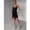 Černé krátké koktejlové flitrované šaty GLARE (Veľkosť ONESIZE)