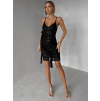 Čierne krátke koktailové flitrované šaty GLARE