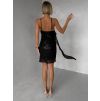 Černé krátké koktejlové flitrované šaty GLARE (Veľkosť ONESIZE)