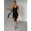 Čierne krátke koktailové flitrované šaty GLARE