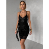 Čierne krátke koktailové flitrované šaty GLARE