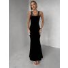 Černé sametové přiléhavé společenské šaty UMERY (Veľkosť ONESIZE)