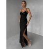 Černé společenské dlouhé šaty FAYELA (Veľkosť ONESIZE)
