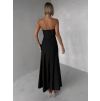 Černé třpytivé společenské dlouhé šaty AVENZA s rozparkem (Veľkosť ONESIZE)