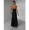 Čierne trblietavé spoločenské dlhé šaty AVENZA s rázporkom
