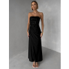 Čierne trblietavé spoločenské dlhé šaty AVENZA s rázporkom