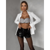 Černý elegantní třpytivý top STRIVIA (Veľkosť M/L)