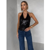 Čierny flitrovaný top CORELY s výstrihom