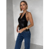 Čierny flitrovaný top CORELY s výstrihom