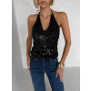 Čierny flitrovaný top CORELY s výstrihom