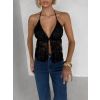 Černý třpytivý top SCARLET s flitry (Veľkosť ONESIZE)