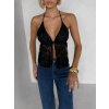 Čierny trblietavý top SCARLET s flitrami