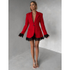 Červené elegantné sakové šaty GIACCA s čipkou