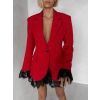 Červené elegantní sakové šaty GIACCA s krajkou (Veľkosť ONESIZE)