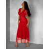 Červené tylové dlhé spoločenské šaty VOLYADA