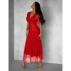 Červené tylové dlouhé společenské šaty VOLYADA (Veľkosť ONESIZE)