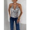 Strieborný flitrovaný top CORELY s výstrihom