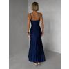 Tmavě modré společenské dlouhé šaty ALVEA (Veľkosť ONESIZE)