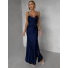 Tmavě modré společenské dlouhé šaty ALVEA (Veľkosť ONESIZE)