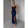 Tmavomodré spoločenské dlhé šaty ALVEA