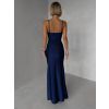 Tmavě modré společenské dlouhé šaty FAYELA (Veľkosť ONESIZE)